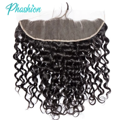 Imagen 2 del producto Phashion onda de agua 13x4 encaje Frontal transparente suizo 4 × 4 cierre Pre desplumado oreja a oreja cabello humano brasileño para mujeres negras