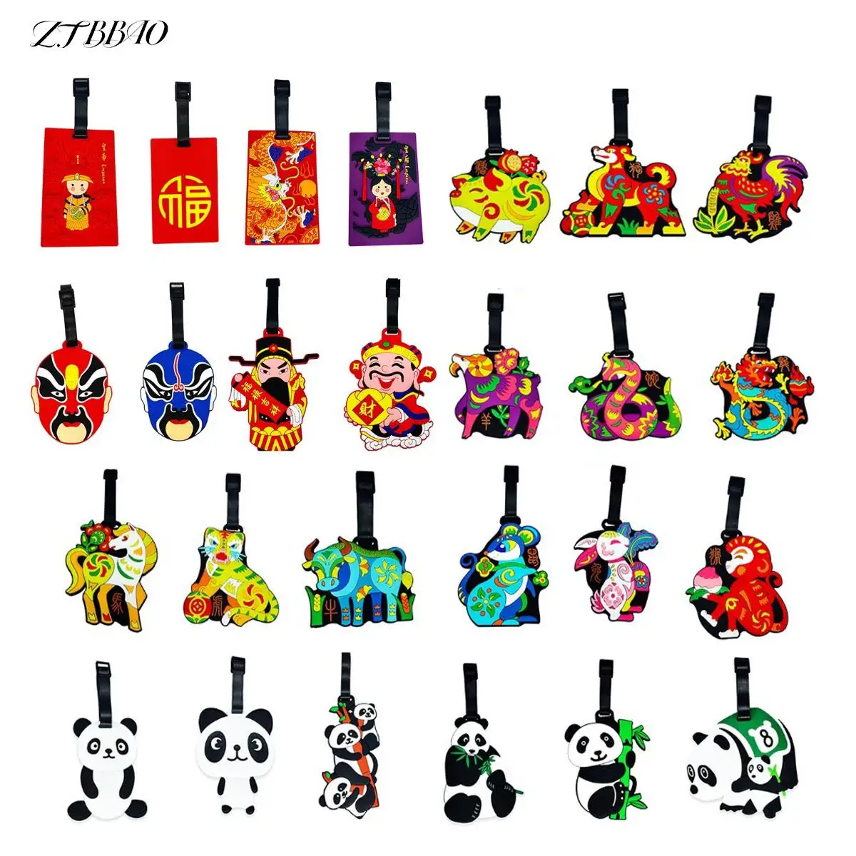 

1PCS Chinese Zodiac Luggage Tags Travel Accessories For Bags Portable Luggage Tag Cartoon Style for Girls Boys