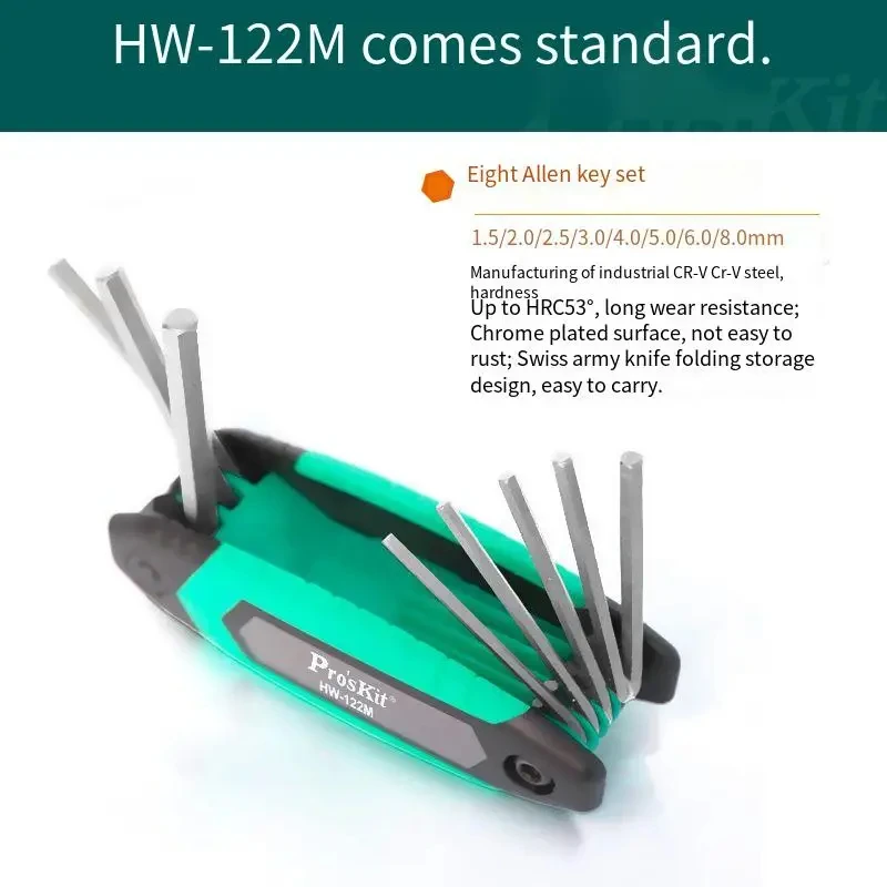 Pro'sKit 8 Kind Combinations of Star Hole Hexagonal Screwdriver Multi-size Combination Wrench Foldable Screwdriver Tool