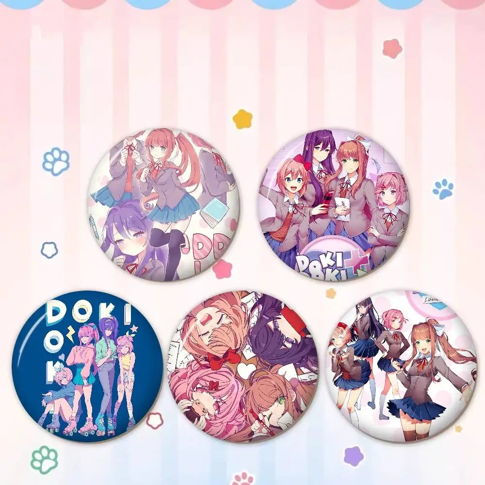Doki Doki Literature Club Anime Button Pins Slogan Creative Brooches Backpack Clothes Decoration Fashion Cartoon Jewelry Gifts