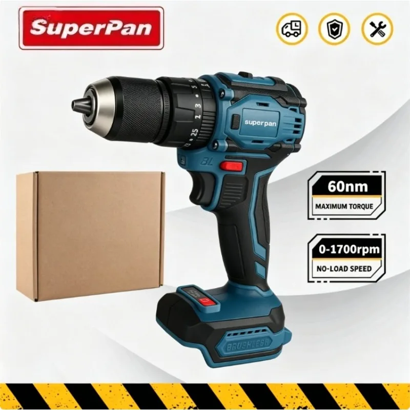 

Бесщеточная дрель SuperPan 60Н·м, 1700 об/мин, аккумуляторная дрель-шуруповерт, без аккумулятора, для батарей DeWalt/Makita/Milwaukee