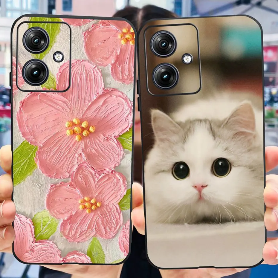 For Motorola Moto G54 2023 Cute Printing Phone Case For MOTO G54 5G G 54 Motog54 XT2343 Black Silicon Soft TPU Back Cover