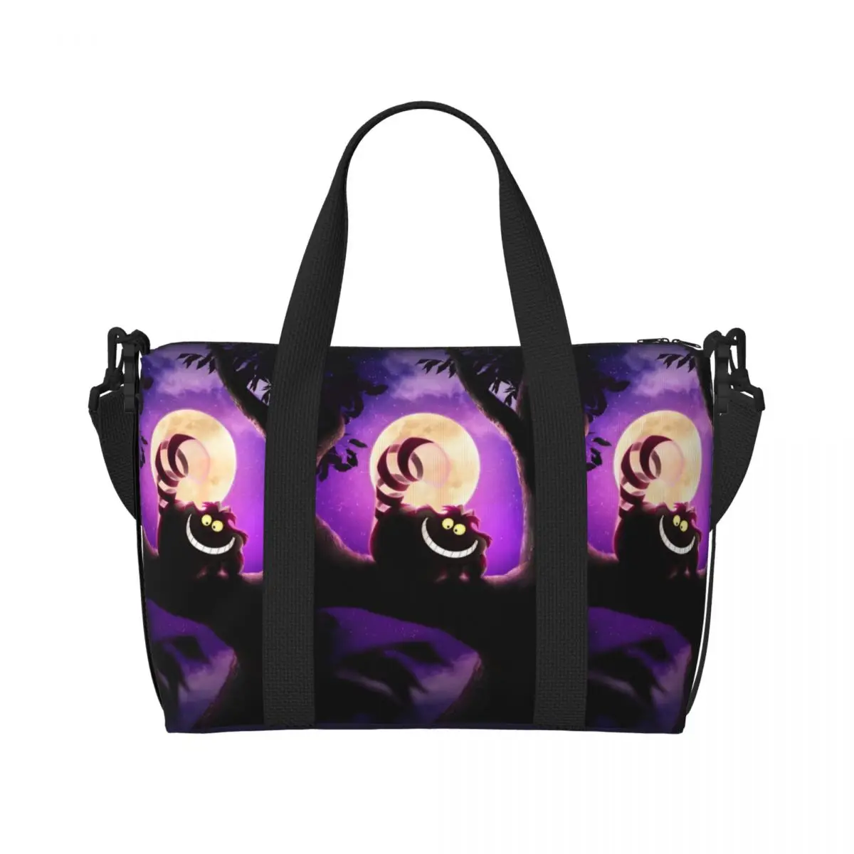 

Изготовленная на заказ сумка-тоут с Чеширским котом, женская большая вместительная дорожная сумка с котом, мангой, пляжным спортзалом, через плечо