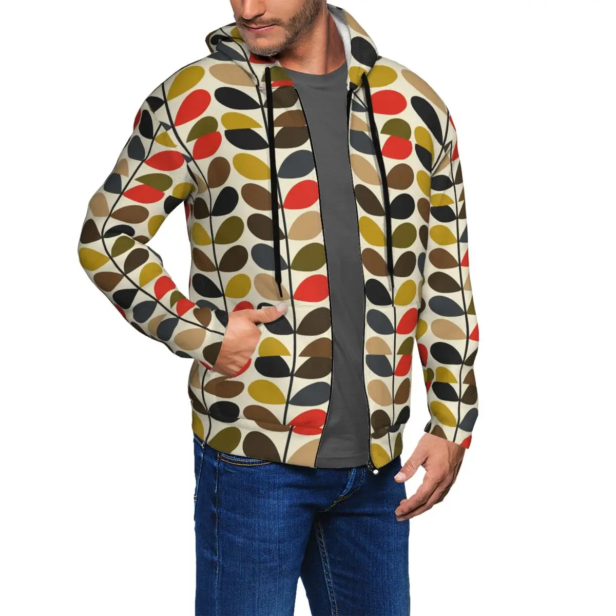 Orla Kiely Multi Stem Scandinavian Floral Zipper Hoodies Hip Hop Pullover Autumn Winter Men Women Sweatshirts Long Sleeve Tops