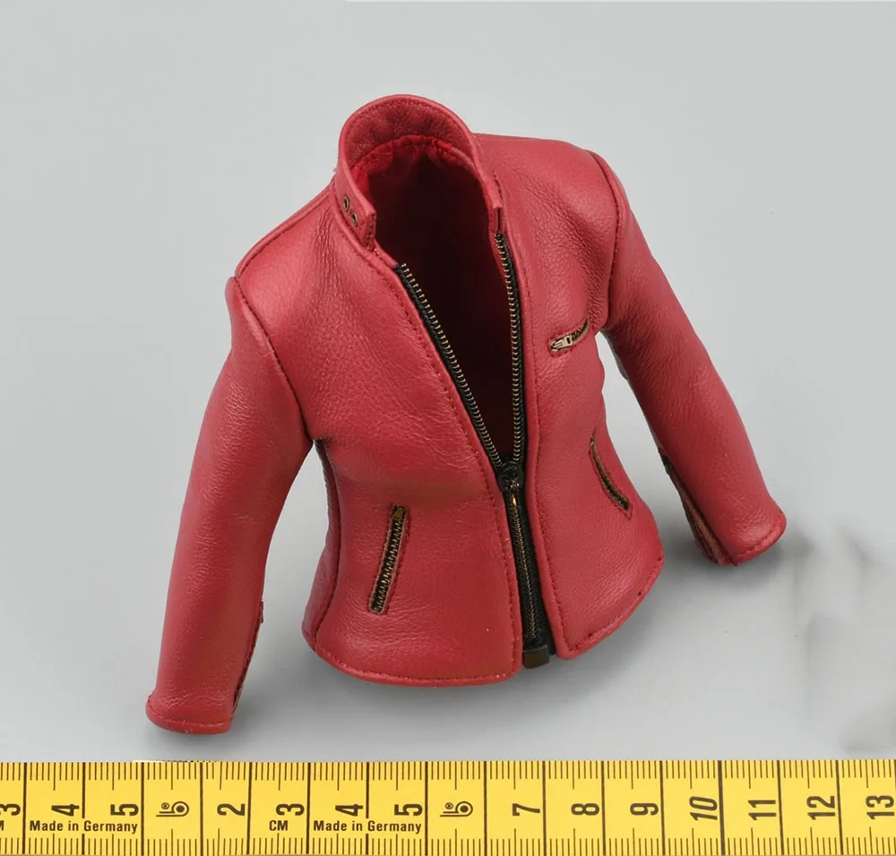 1/6 DAMTOYS DAM DMS031 Female Girl Evil Claire Game Character Red Leather Tops Coat with Pattern Fit 12\