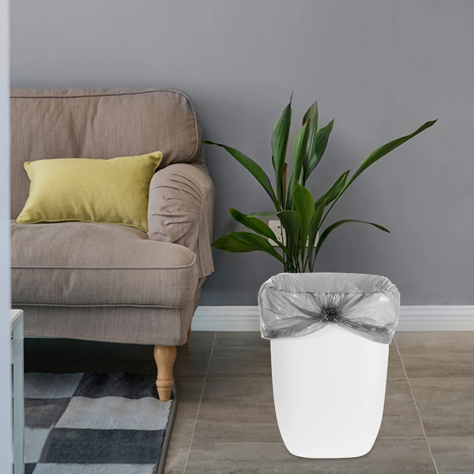 

Large Capacity White Trash Can for Bedroom Kitchen Living Room Office Plastic Wastebasket PP Material Multi functional