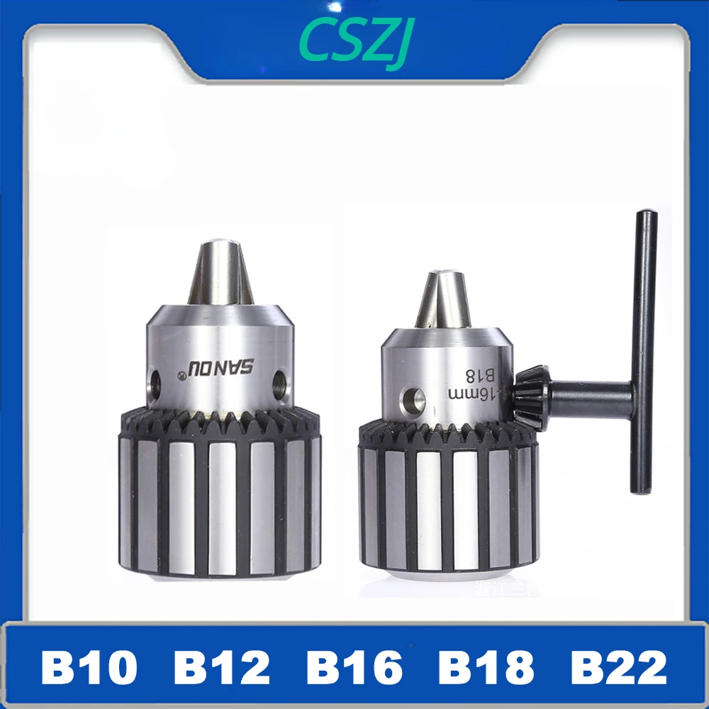 B10 B12 B16 B18 B22 Drill Chuck Taper Thread Wrench Rotation Clamping Drill Chuck 5 13mm 16mm 20mm Wrench Drill Chuck Heavy Duty