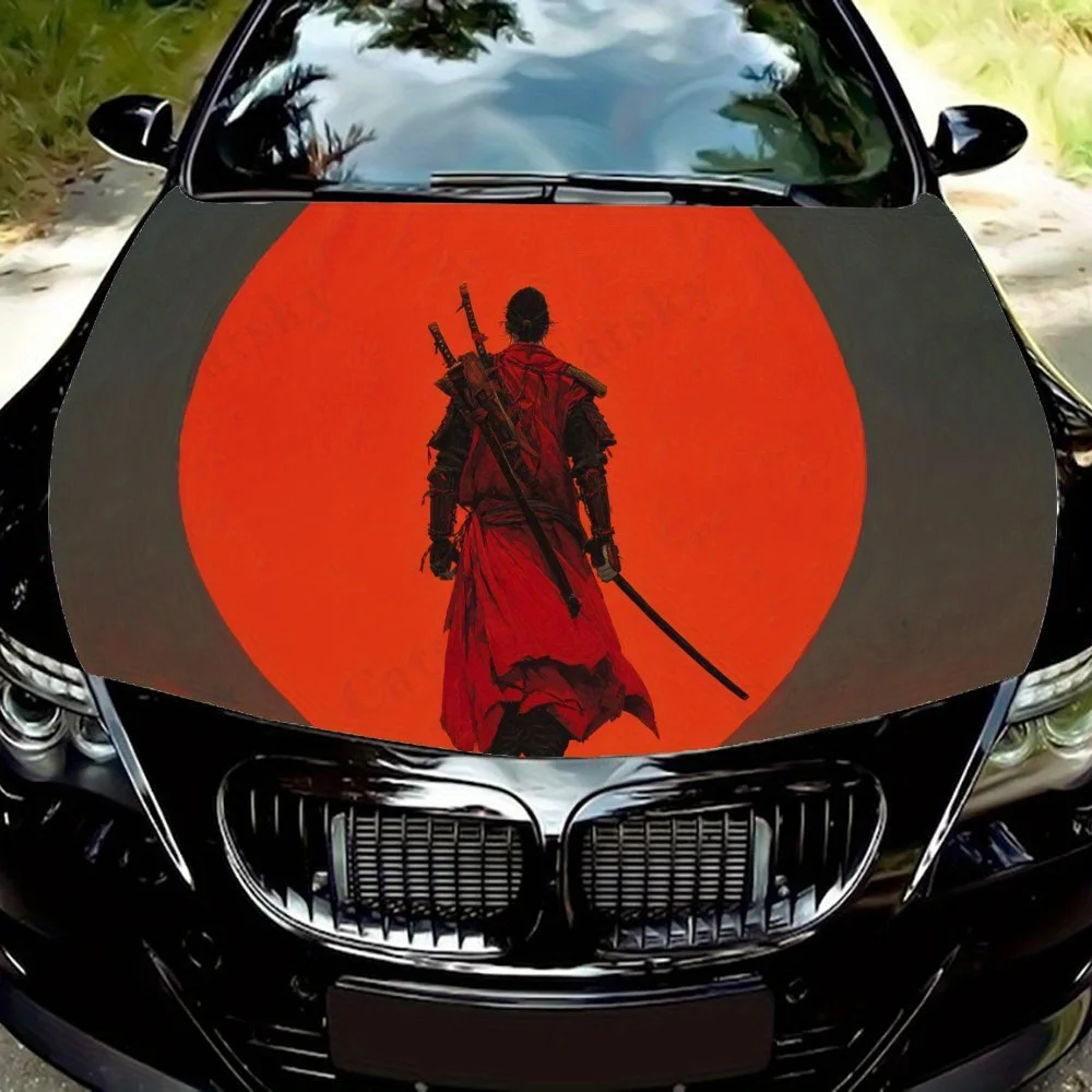 

Domineering Samurai Image car hood stickers, waterproof self-adhesive, scratch resistant, easy to stick, durable car PVC sticker
