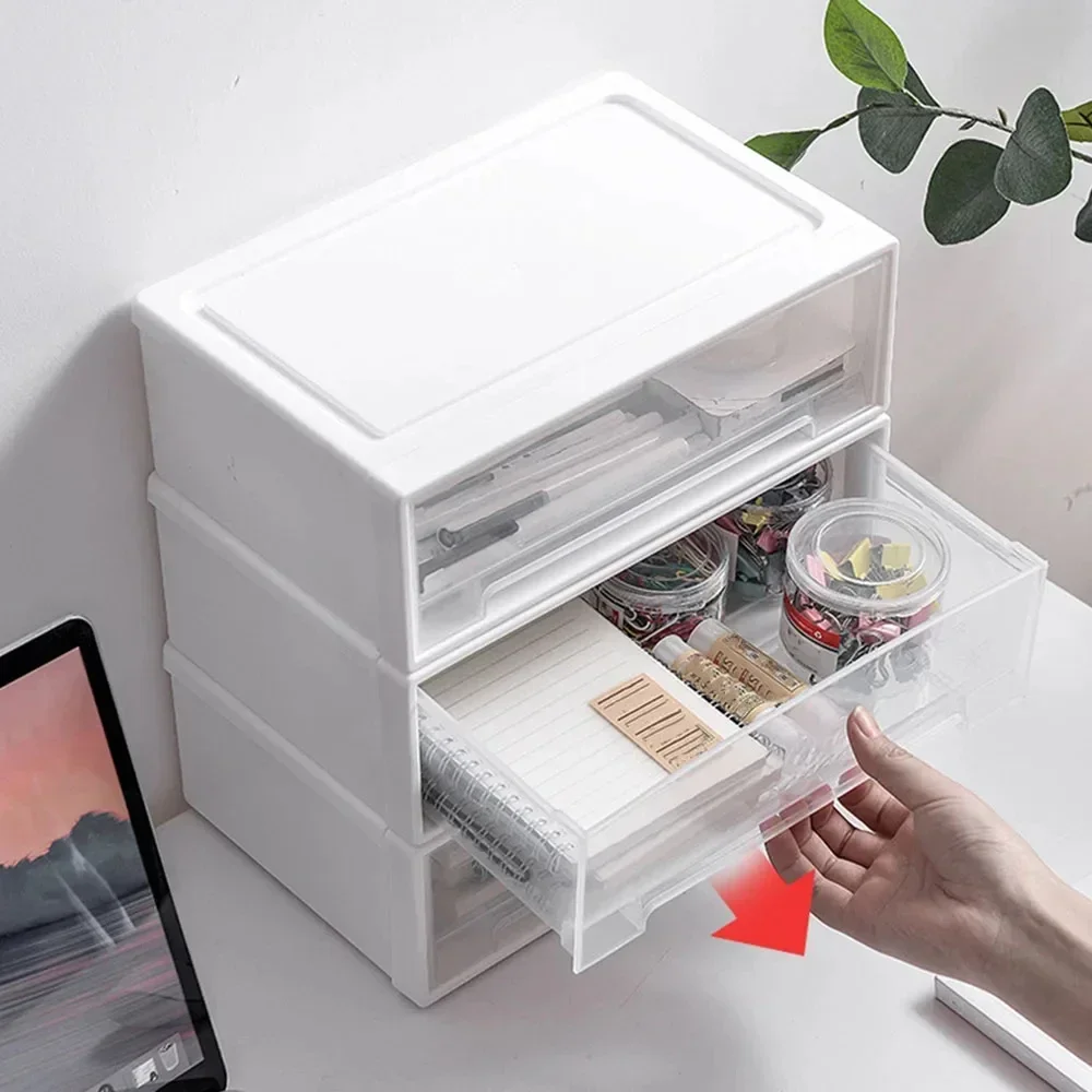 Stackable office storage box, white cosmetic drawer, jewelry container, plastic adjustable box