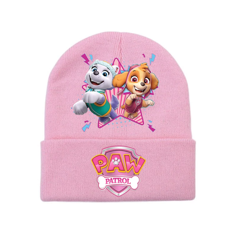 Paw Patrols Knitted Hat Girls New Anime Skye Everest Knit Cap Kids Winter Warm Beanies Cute Dog Headgear Children Gift Hot Sales