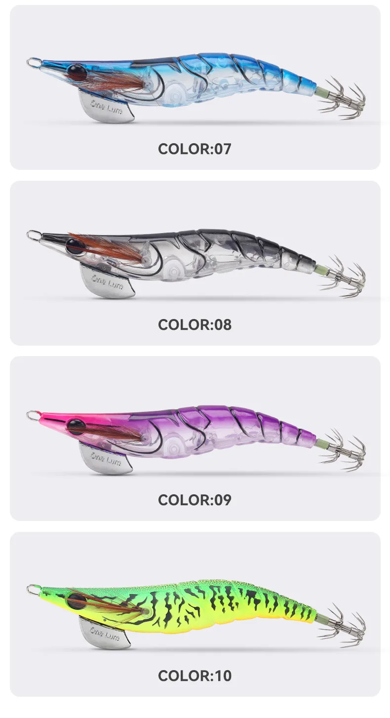 Kingdom 6pcs EGI Squid Bait Set 2.2# 2.5# 3.0# Artificial Jigging Lures Sea Fishing Octopus Cuttlefish Luminous Sinking Lure