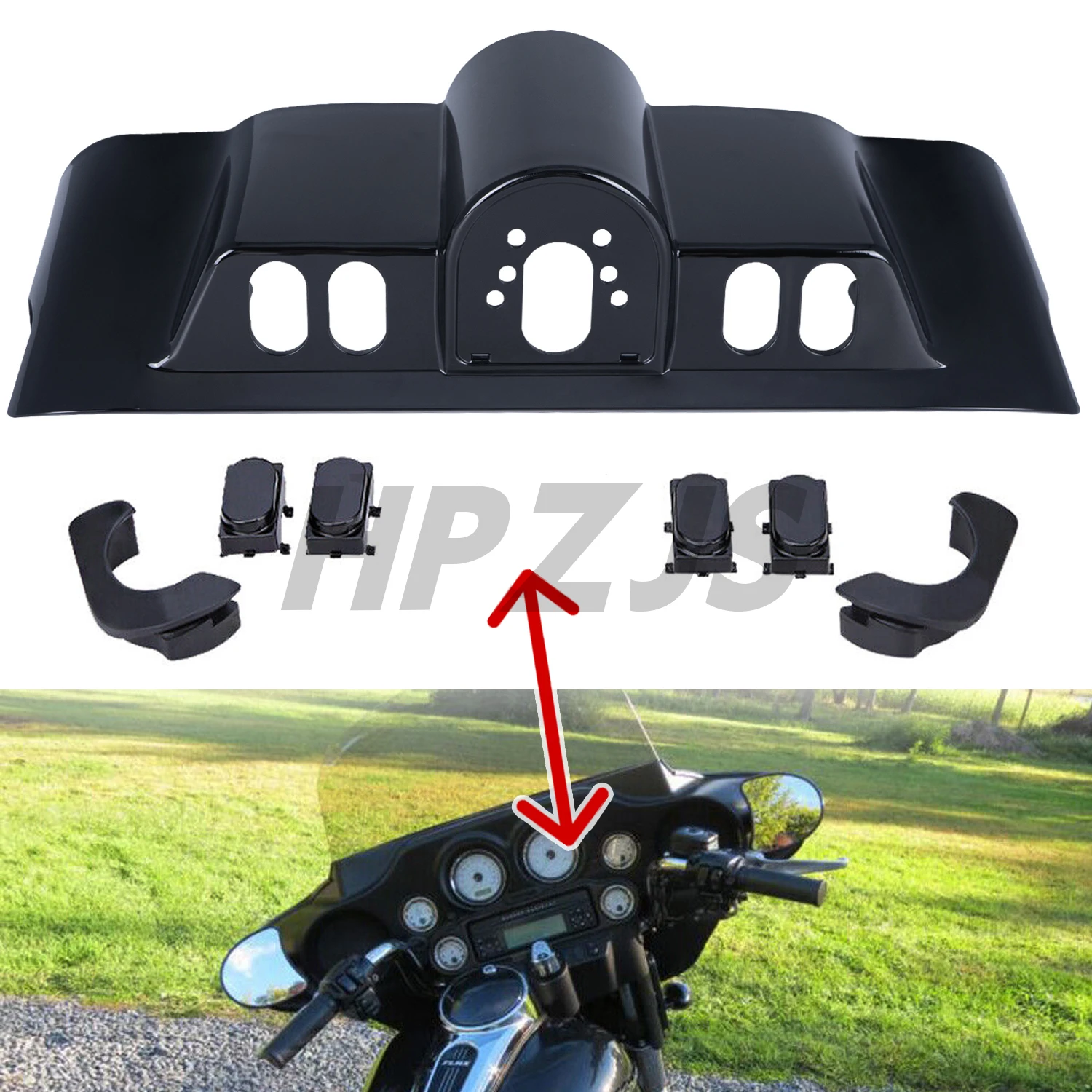 

For Harley Motorcycle Touring Electra Street Glide 1996-2013 Glossy Black Fairing Switch Panel Dash Accent Cover