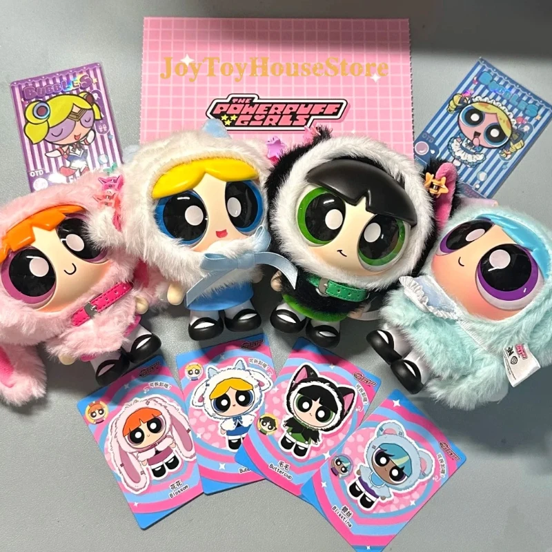 

Аутентичная глухая коробка для девочек Powerpuff, накидка, переодевание, плюшевая виниловая кукла, рюкзак, подвеска, кукла, кольца, цепочки, игрушки, подарок