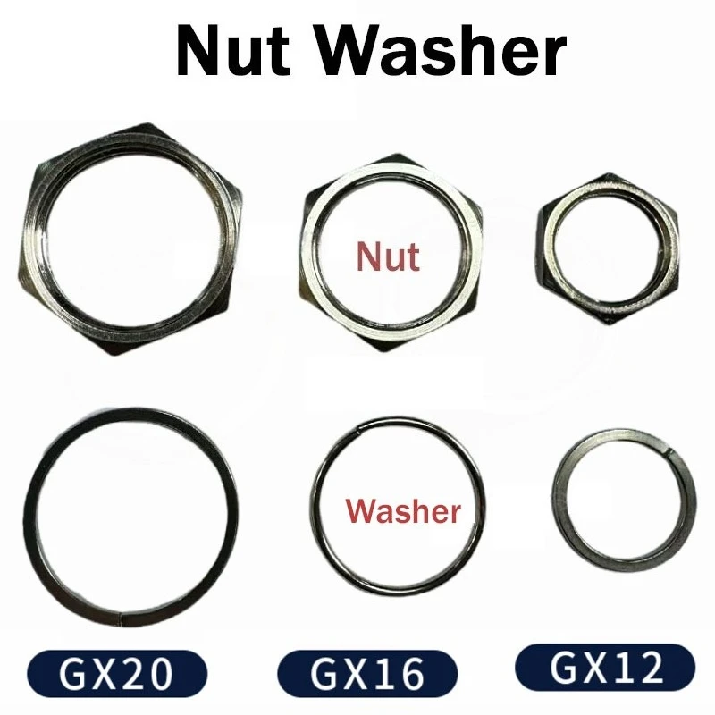Nut Washer GX12/16/20 Connector Aviation Plug Socket Connector Nut Washer for GX12 GX16 GX20 Aviation Plug 10Pcs 50Pcs 100Pcs
