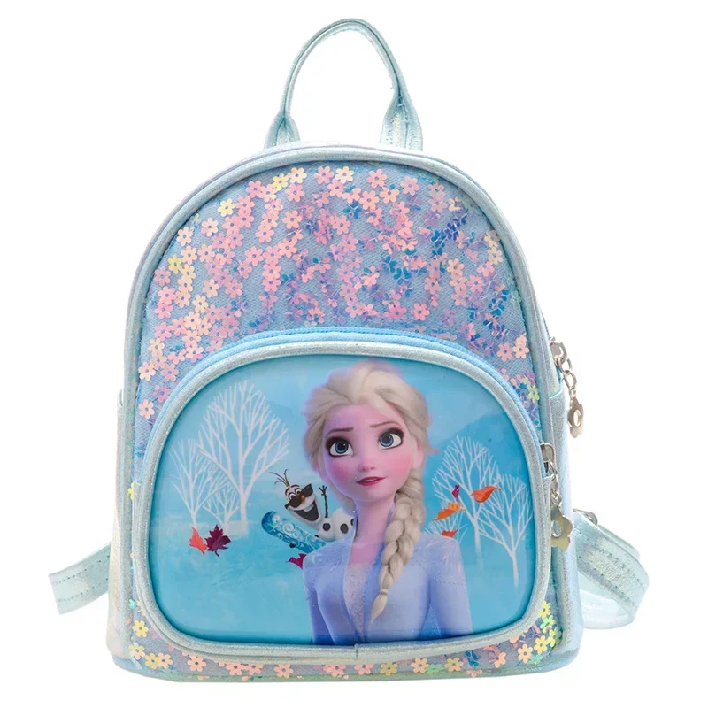 New Disney Frozen 2 Children Sequins Tide Sequins Backpack Double Zipper Small Fresh Cute Bag for Children Festival Gift