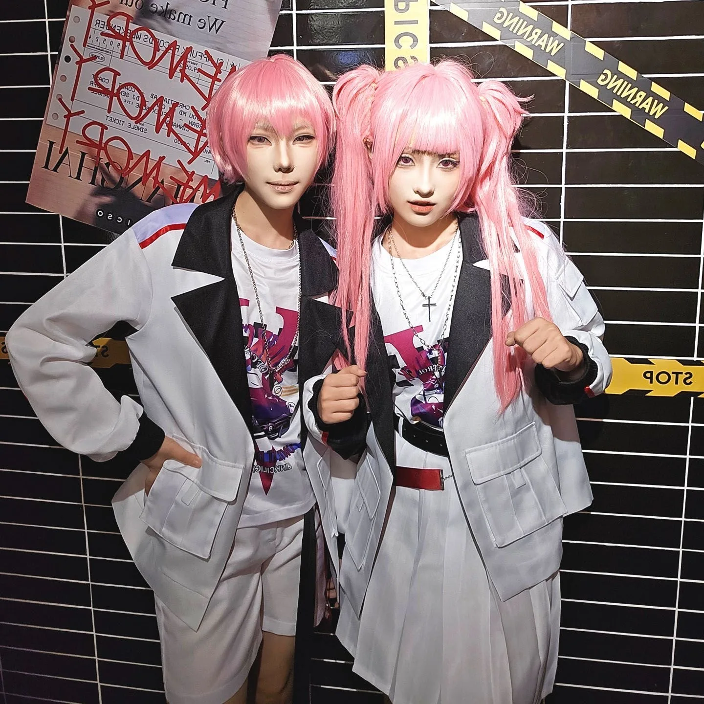 أنيمي لينك انقر تأثيري l لي Tianchen Tianxi تأثيري حلي موحدة شعر مستعار الأبيض الفرقة هوديي تنورة السراويل هالوين للرجل المرأة