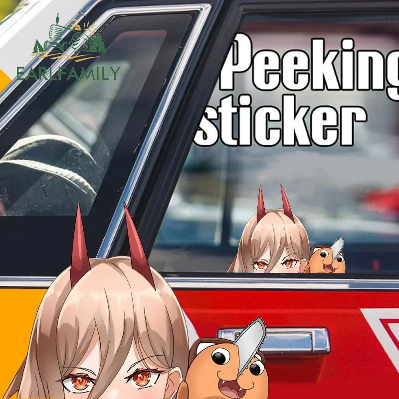 

EARLFAMILY 13cm x 9.6cm for Power Peeker Car Accessories Decal Senpai Motorcycle Personality Decal Windshield Laptop Decoration