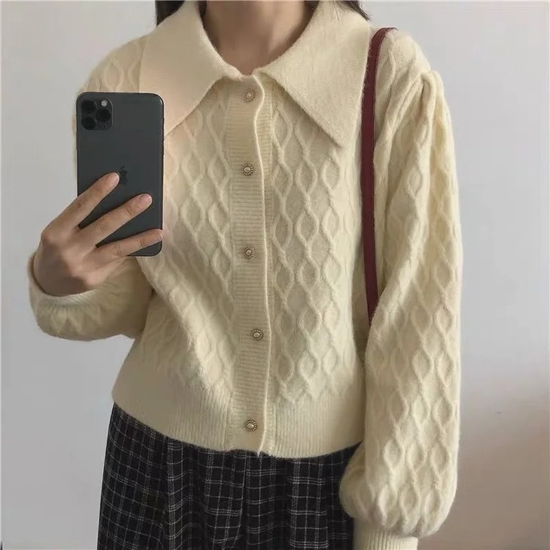 Cardigan Women Retro Vintage Elegant Stretchy All-match Casual Solid Simple Basic Spring Кардиган Женский Korean Fashion Cozy