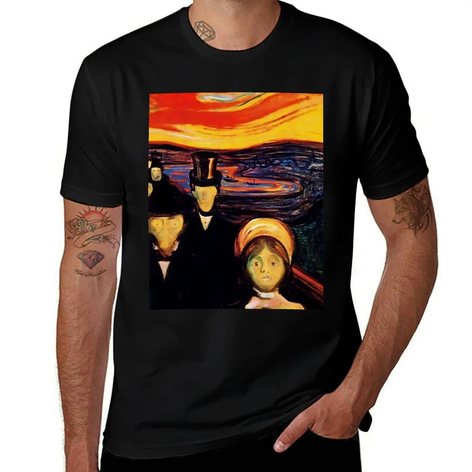 Edvard Munch, Anxiety T-Shirt Daily Casual Short Sleeve Tee Shirt T-Shirt