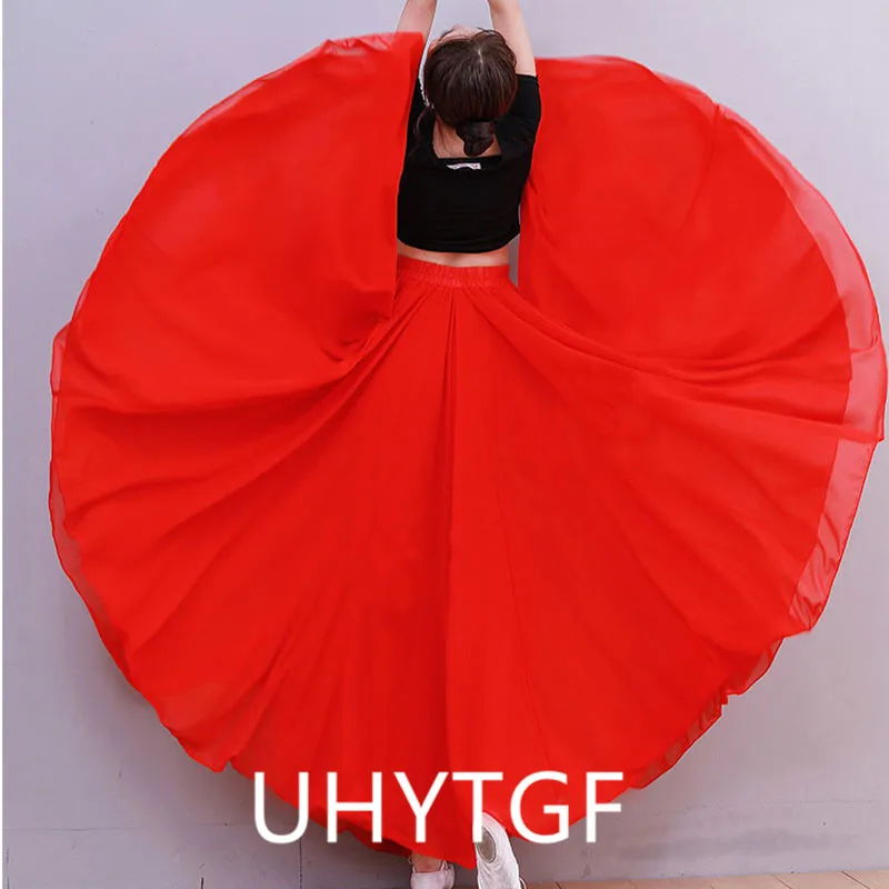 Jupe Longue Fluide En Mousseline De Soie Pour Danse Du Ventre - Élégante Et Légère, Taille Élastique 68-120 Cm