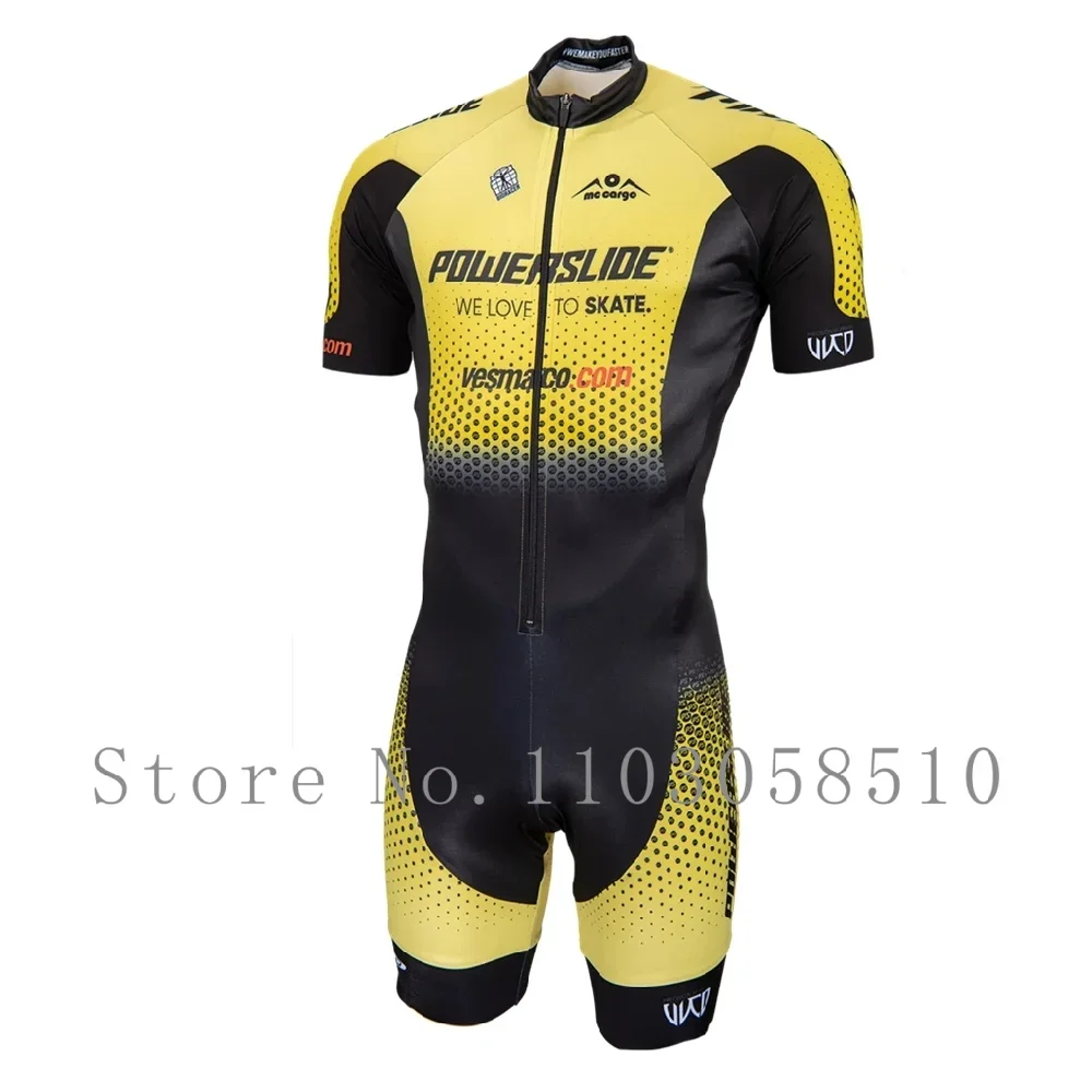 

Powerslide Inline Skinsuit Team Areo Speedsuit Summer Men Cycling Clothing Skate Suits Ciclismo Pro Racing Apparel Short Sleeves