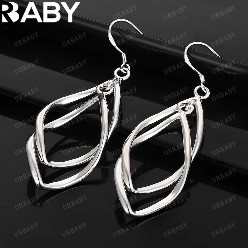 

URBABY 925 Sterling Silver Earrings Geometric Twist Drop Earrings For Women Jewelry Fashion Party and Daily Wear