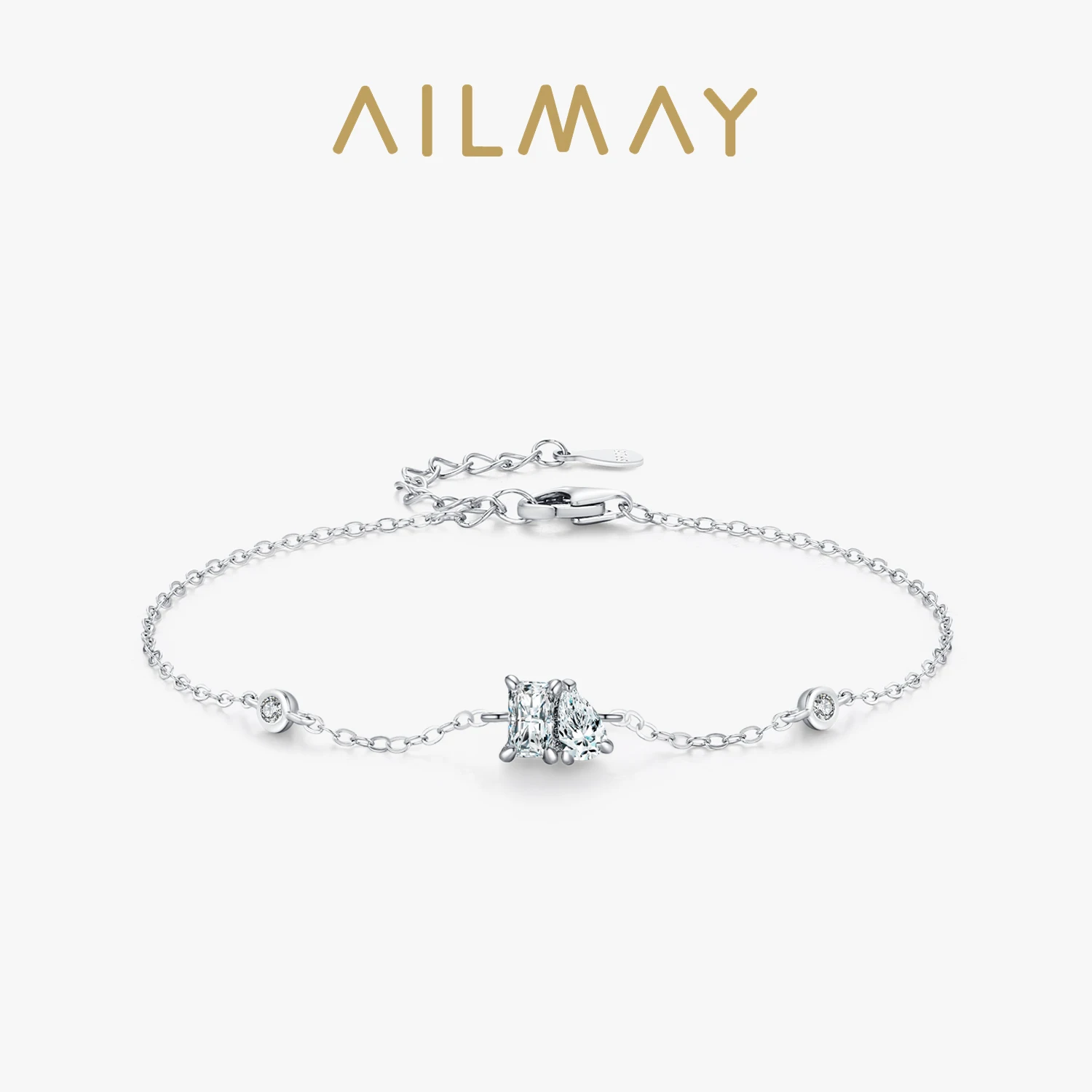 

Ailmay 100% 925 sterling silver Geometric Design Chain Bracelet For Women Party Jewelry Accessories Jewellery