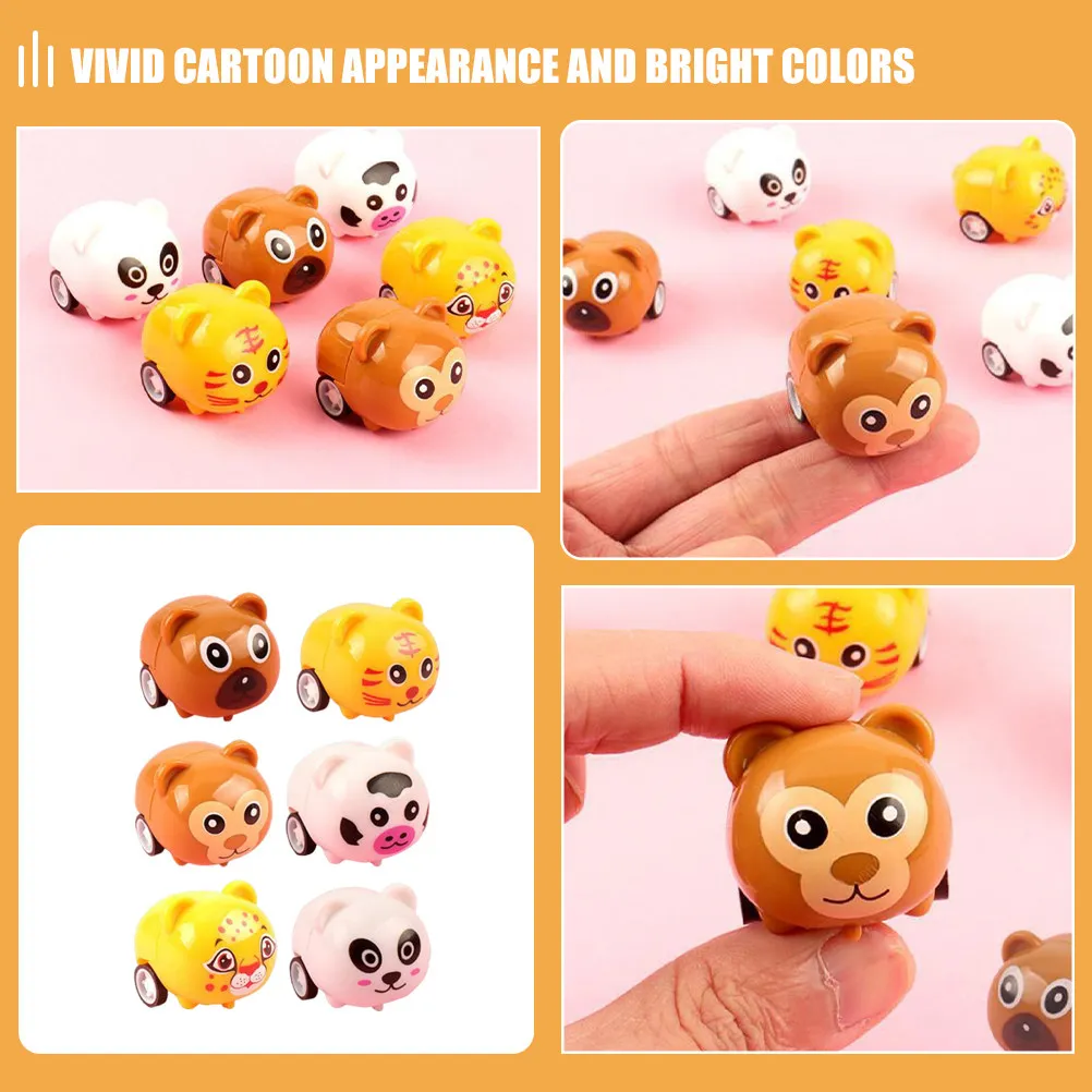 

12Pcs Pull Back Car ABS Friction Powered Vehicle Cartoon Design Bright Colors for Toddlers Kids Party Favors Learning Play