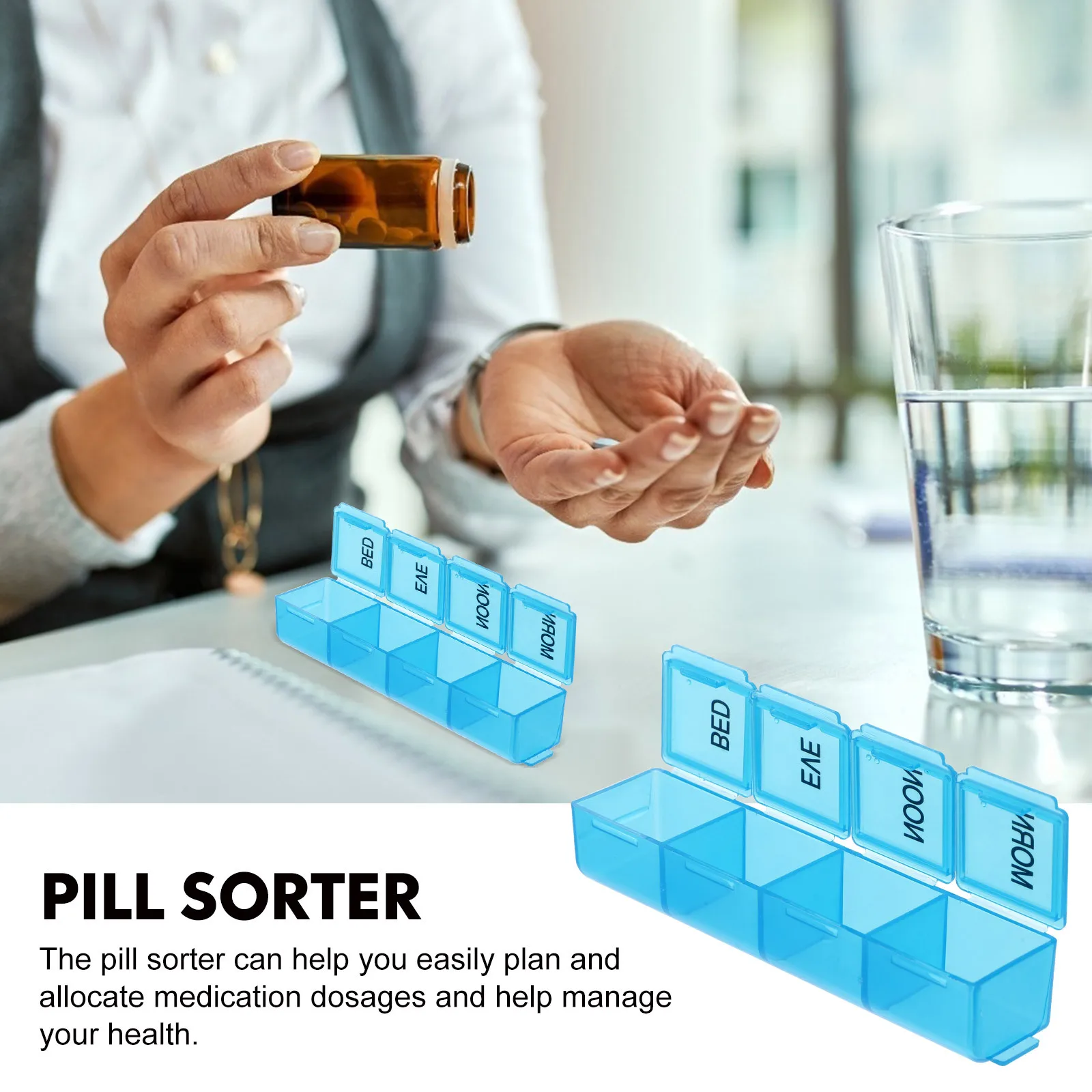 

1Set Vitamin Pill Organizer Portable Daily Medicine Storage Case Travel Medicine Box Large Compartment Easy Carry