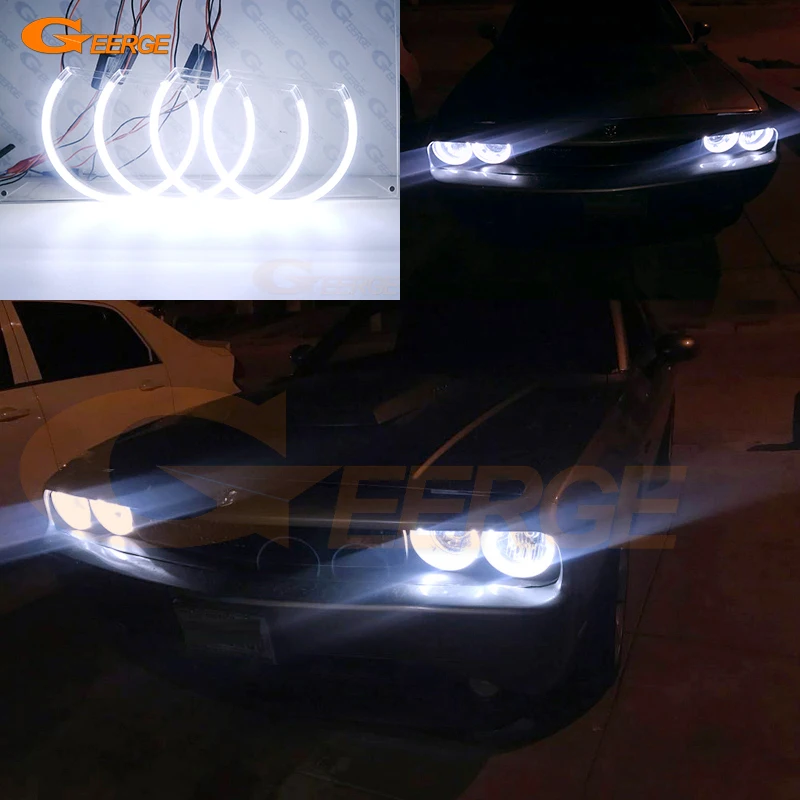 For Dodge Challenger 2008 2009 2010 2011 2012 2013 2014 Excellent Ultra Bright COB Led Angel Eyes Kit Halo Rings