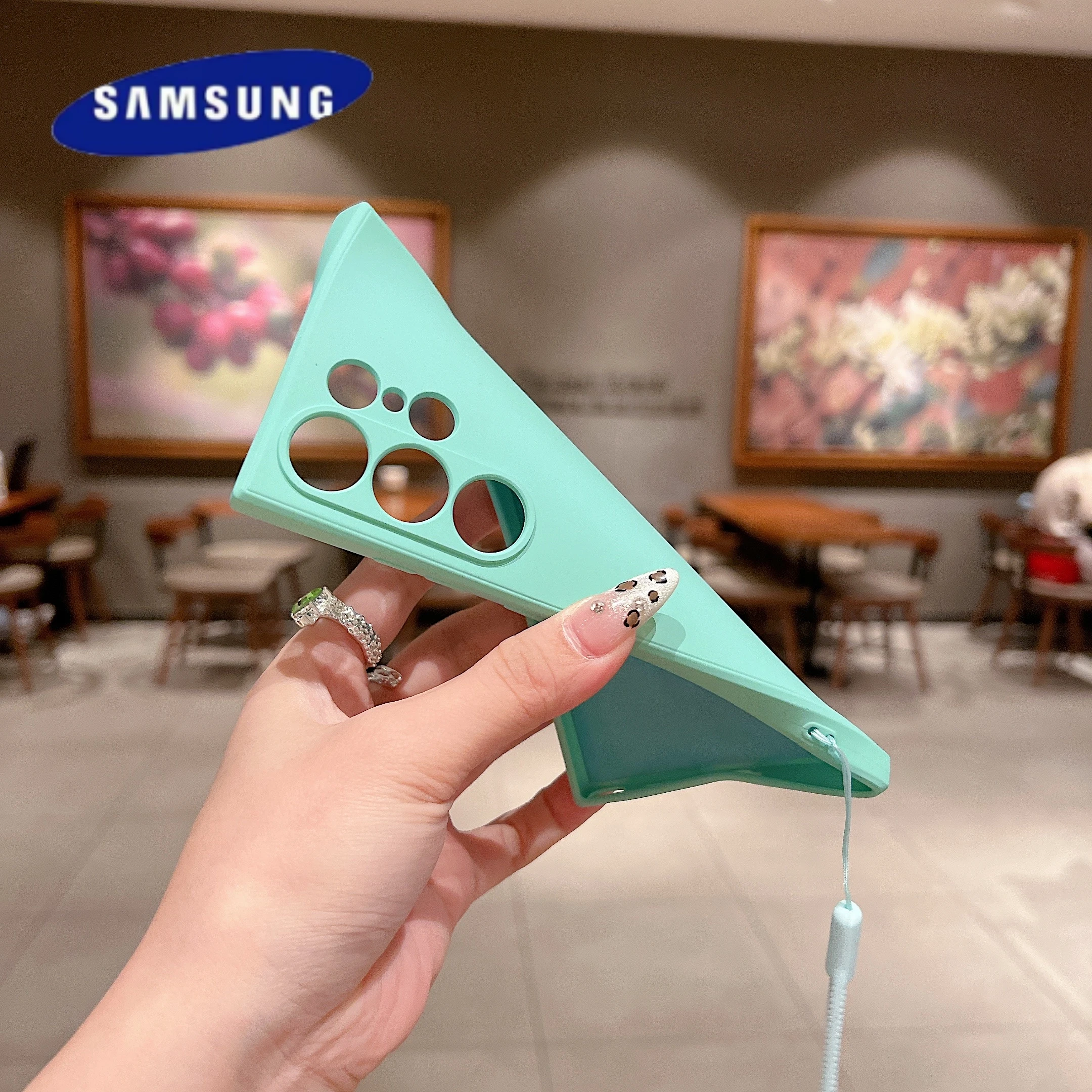 Liquid Silicone Wrist Strap Cord Phone Case Samsung Galaxy S25 S24 Ultra S22 Plus S23 S21 FE Shockproof Camera Protection Cover