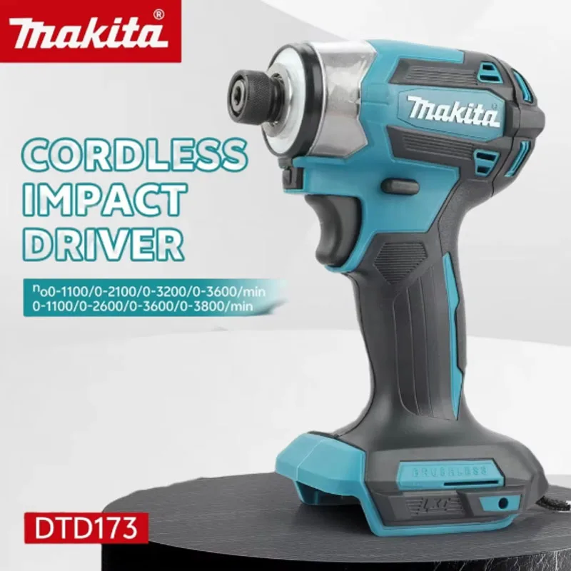 

Makita 18V LXT Cordless Impact Driver DTD173 Brushless Electric Drill Screwdriver Wood/Bolt T1/T2-Mode Twin LED Light 180 N·m