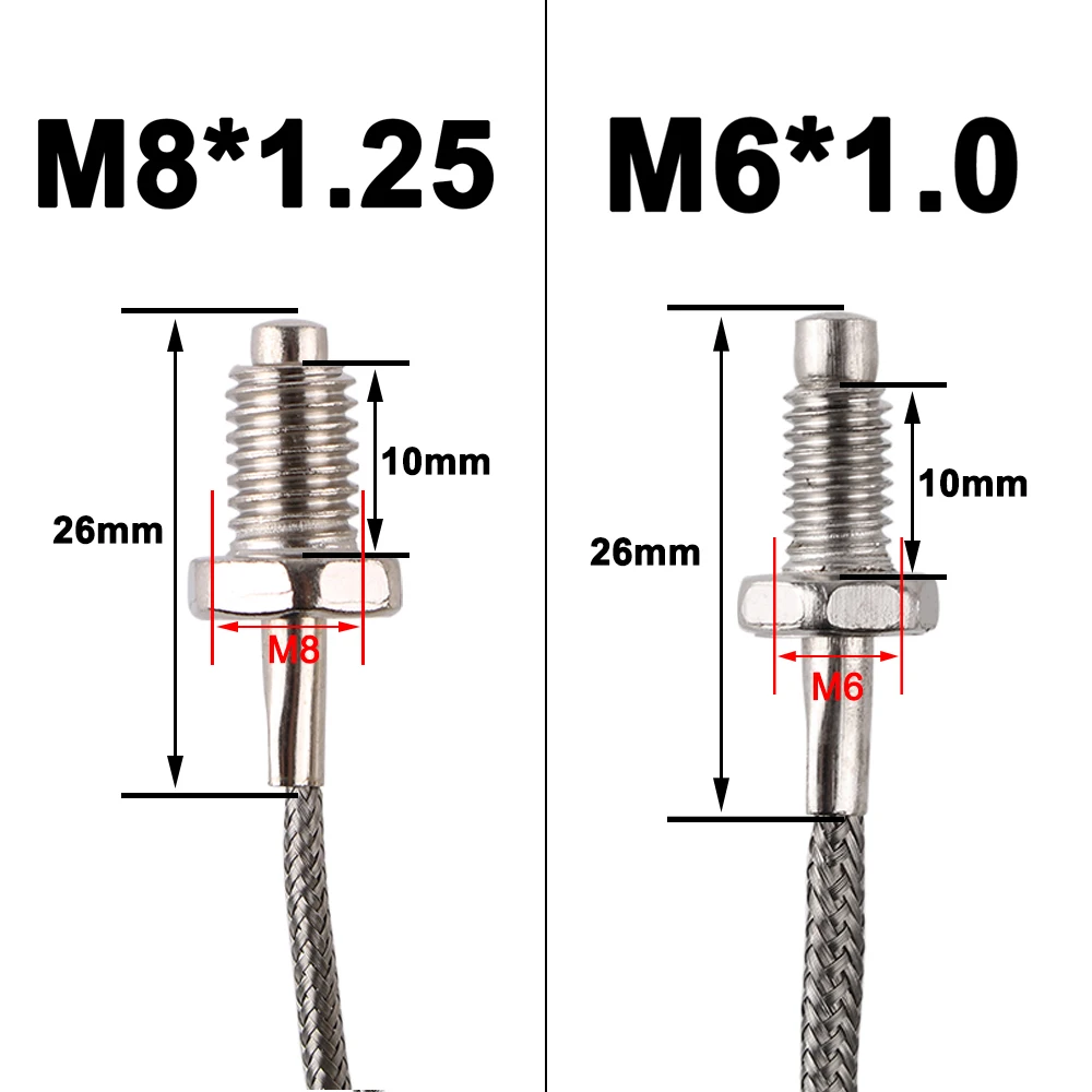 Thermocouple M6 M8 threaded thermal resistance temperature sensor temperature line probe K type E type 0.5M 1M 2M 3M