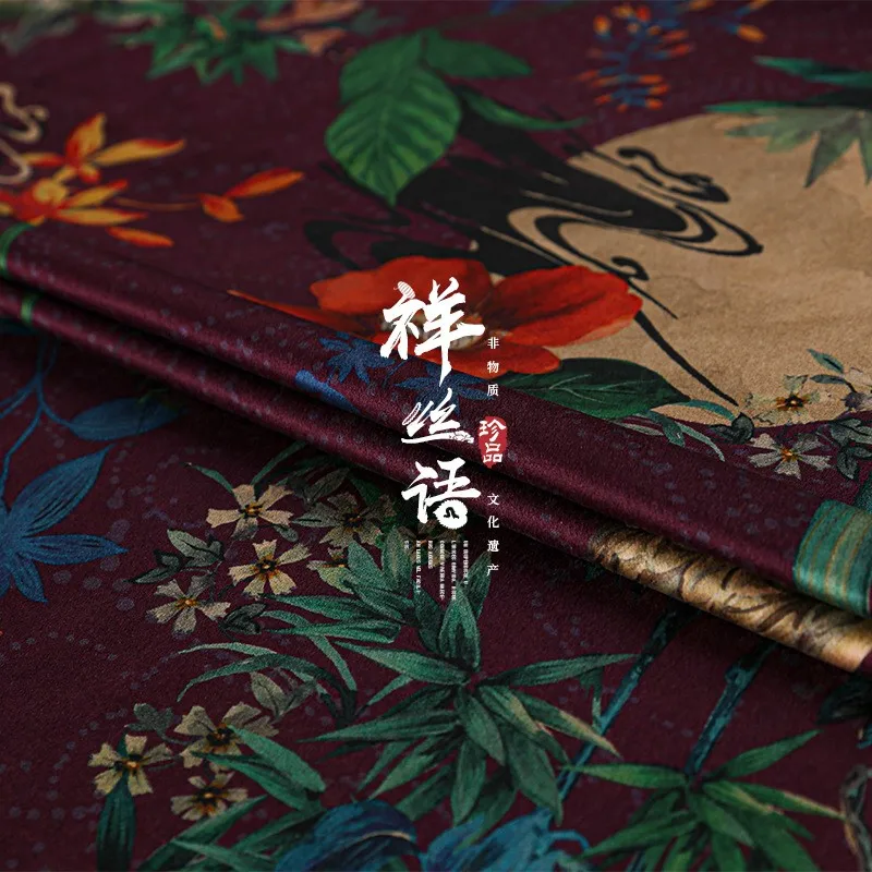 Silk Flower and Moon Round heavyweight Chinese cheongsam improved dress Xiangyunsha fabric windbreaker