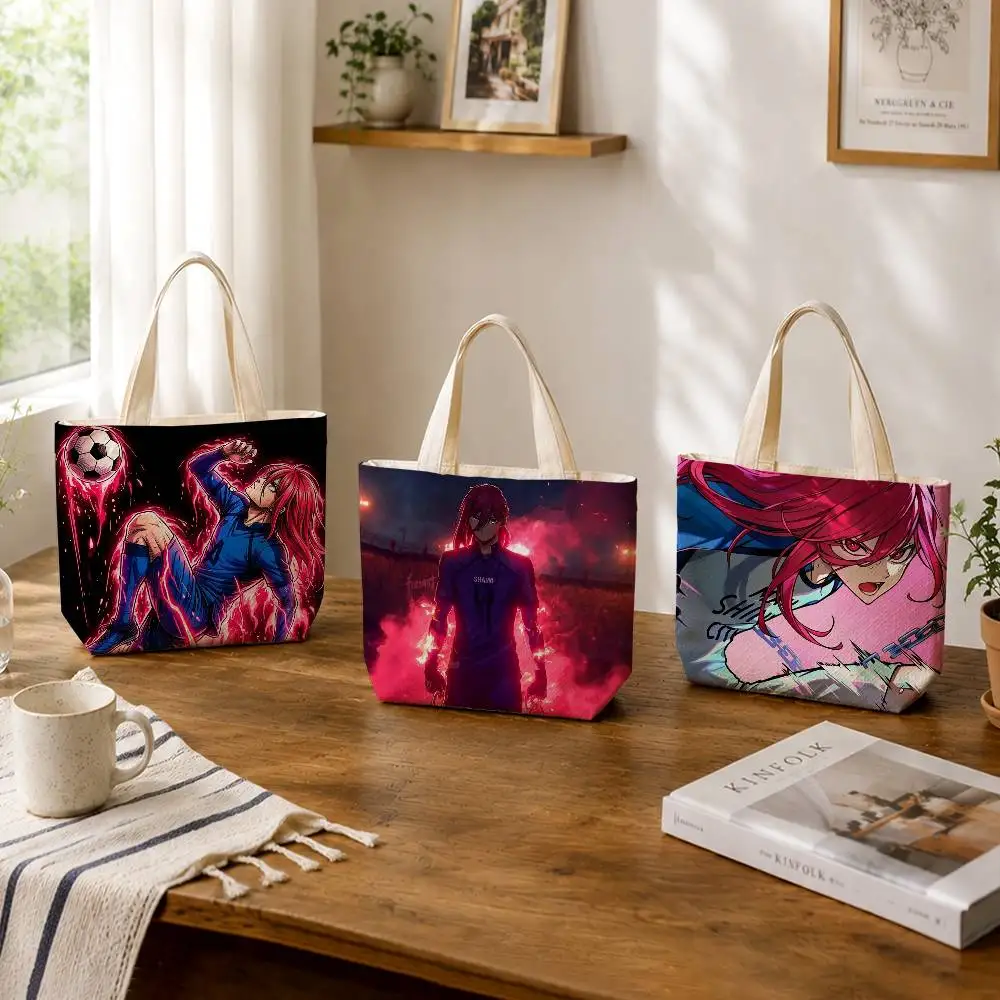 Blue Lock Anime C-Chigiri  Large Capacity Cotton Polyester Zipper Tote Bag Daily Shopping Shoulder Handbag