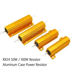 50W 100W Aluminum Power Metal Shell Case Wirewound Resistor 0.01R ~ 100K 1 6 8 10 20 200 500 1K 10K ohm resistance RX24 ibuw