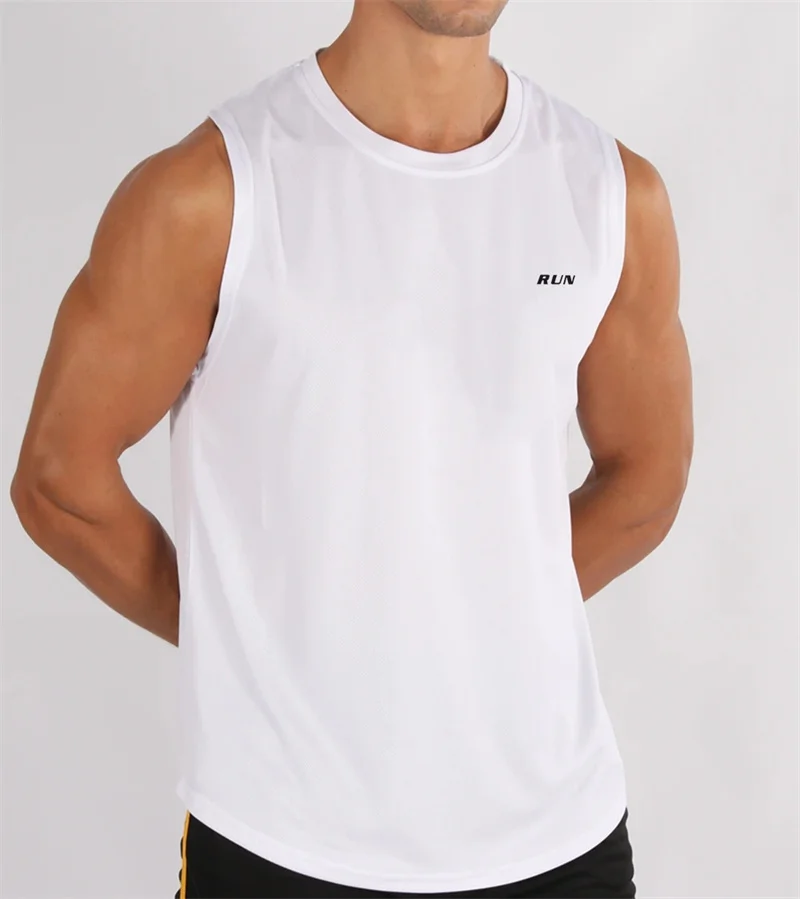 NEW Summer Gym Vest High Quality Shirt Sleeveless T-shirts Men Training Tank Top running Fitness tops Sports Vest men Clothing