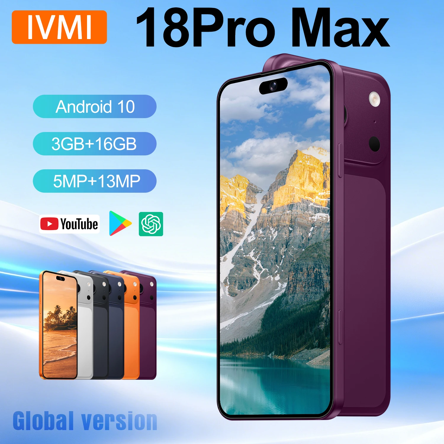 IVMI Global Version 18Pro Max 4G Smartphone 3GB+16GB 6.7