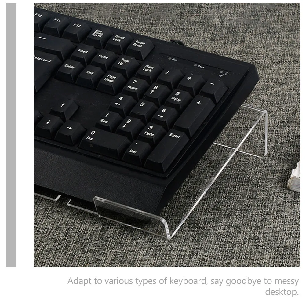 Dudukan Keyboard Akrilik Permukaan Halus Kuat Penyangga Keyboard Ergonomis yang Dapat Dimiringkan dan Ditinggikan untuk Perlengkapan Komputer Kantor dan Gaming