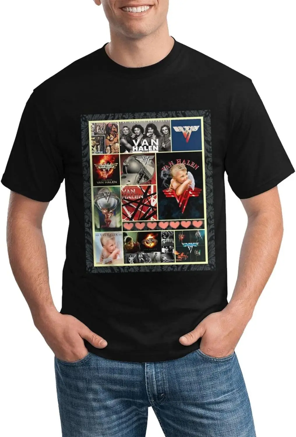 Men T-Shirt for Van.1986 Halen T Shirtsmusic Short Sleeve Crewneck T Shirt