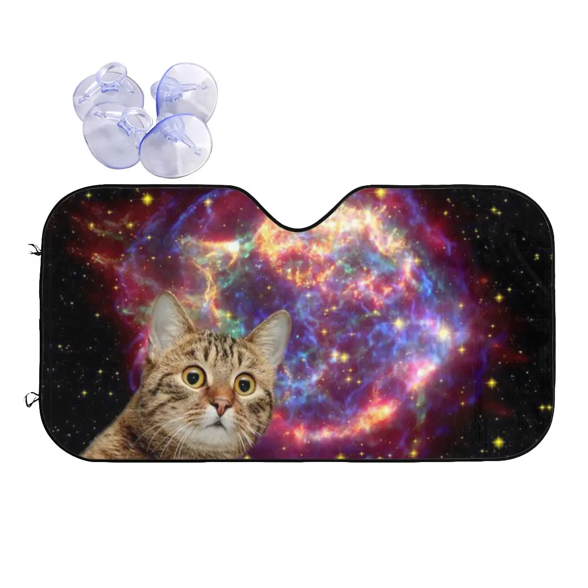 

Galaxy Cat Funny Windshield Sunshade 70x130cm Space Funny Aluminium Foil Sunshade Visor Blinds