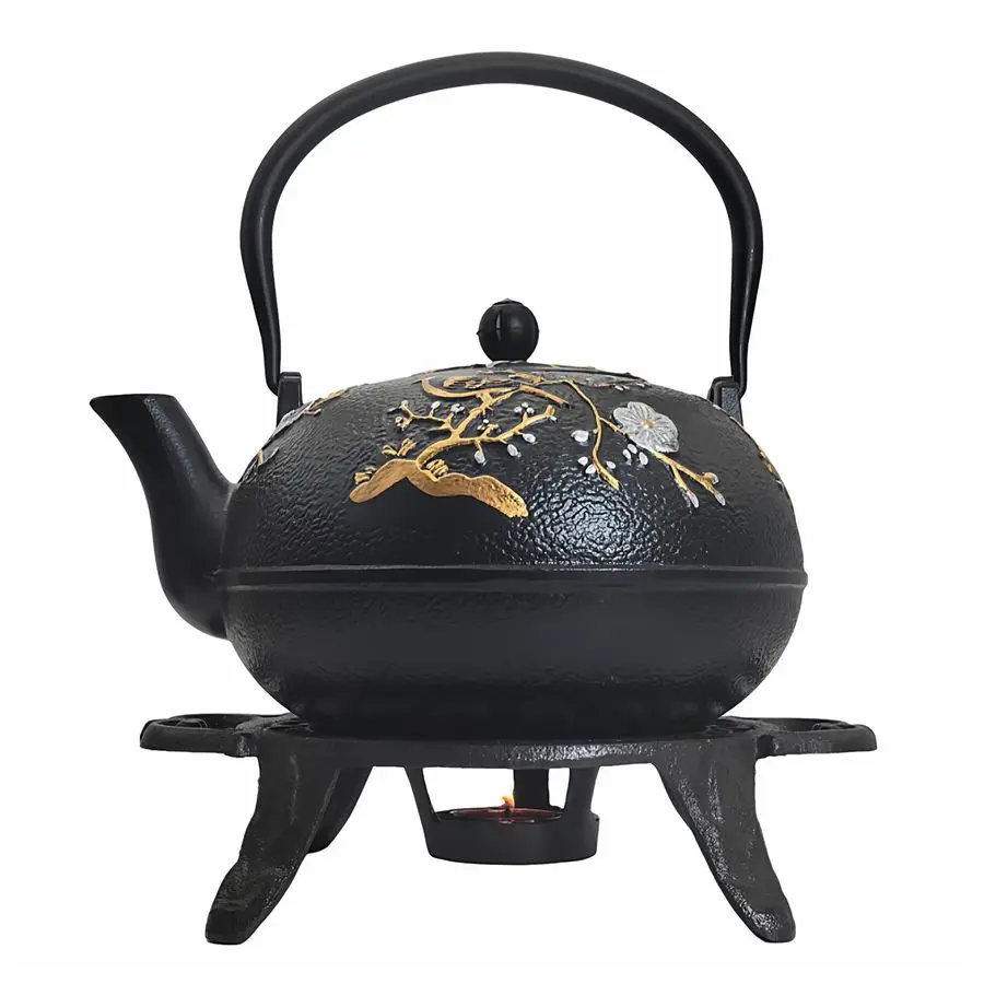 

Iron Tea Set with Cast Iron Warmer, Japanese Tetsubin 60.9oz Large Teapot Set with Infuser for Loose Tea, Heavy Tea Kettle for S