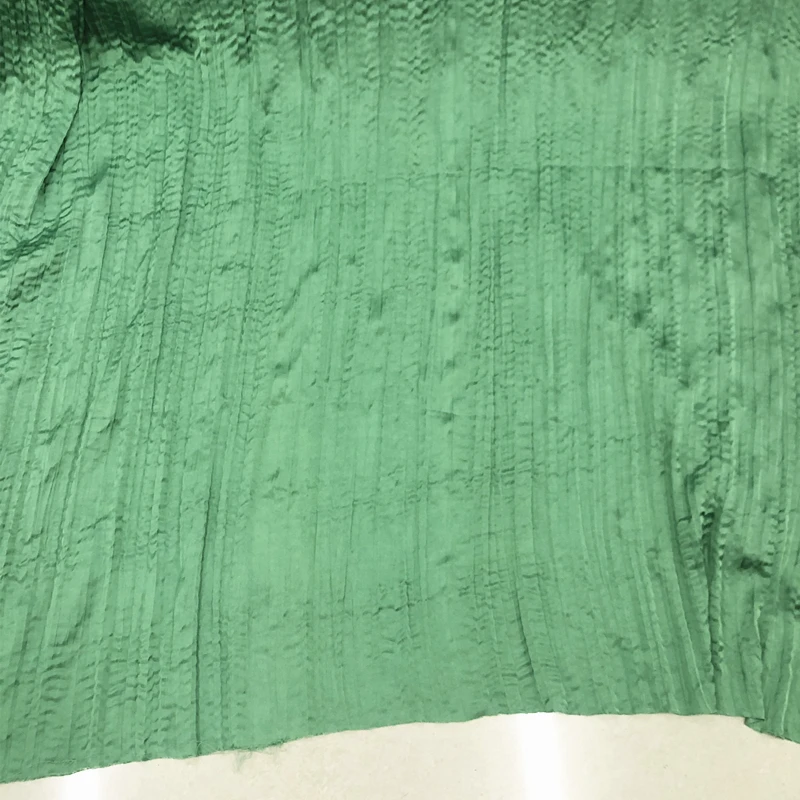 Satin Pleated Fabric Summer Thin Green Fashion Dress Pleated Skirt Apparel Sewing Fabrics Cloth for By Meter Diy Material