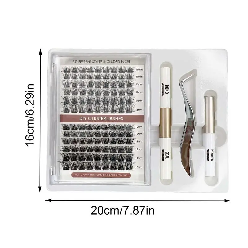 DIY 인조 속눈썹 익스텐션 키트, 인조 속눈썹 클러스터, 내추럴 룩, 개별 속눈썹, 속눈썹 접착제 및 트위저 포함, 72 개, 108 개