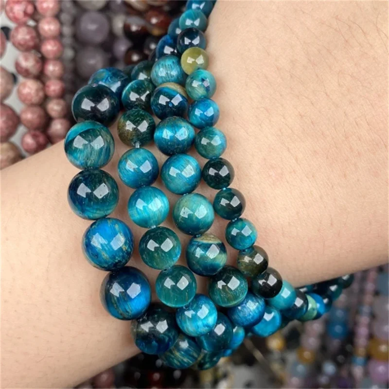 Natural Multicolor Blue Tiger Eye Stone Beads Round Loose Beads For Jewelry Making DIY Charm Bracelet Accessories