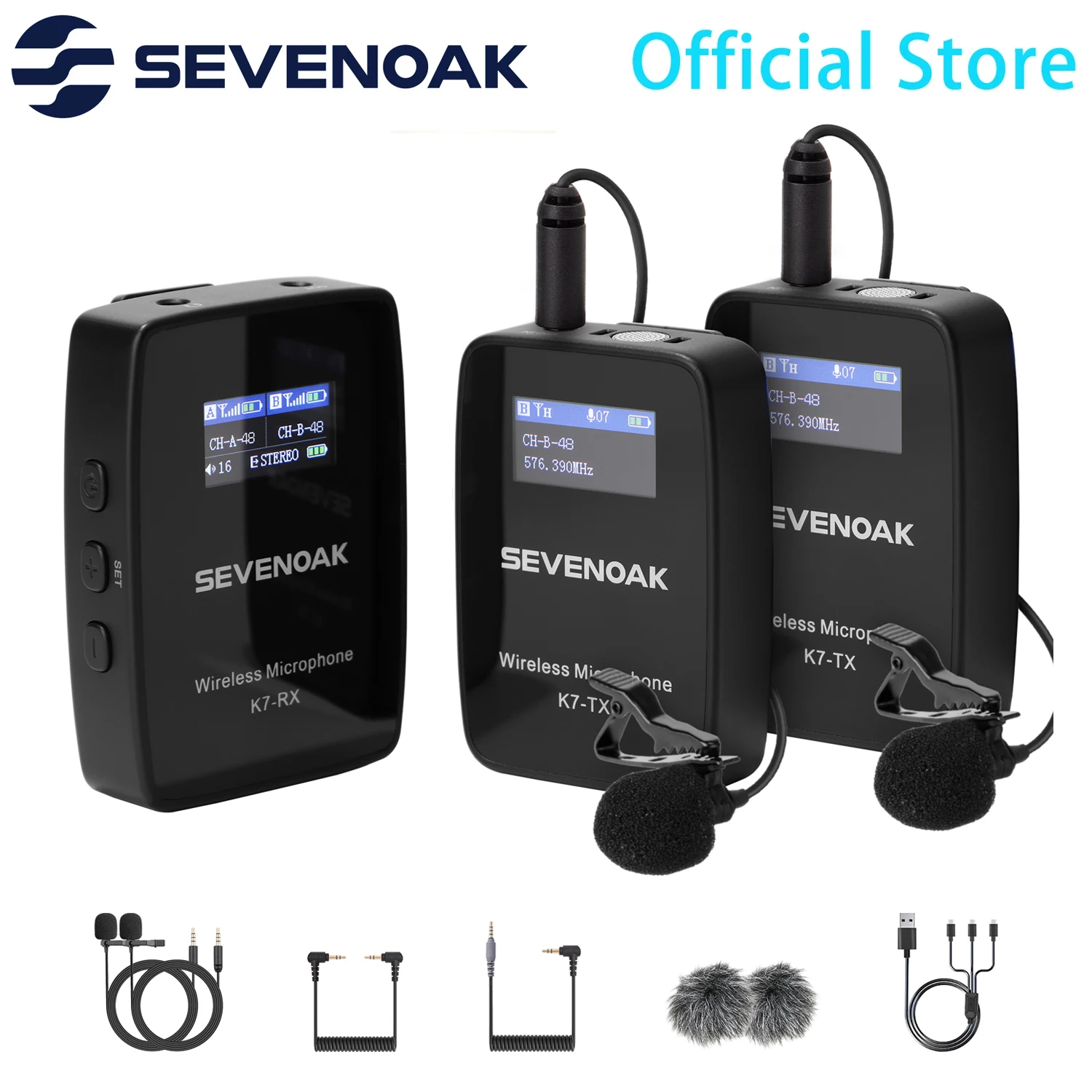 

Sevenoak K7 UHF Wireless Lavalier Lapel Microphone for iPhone Android Computer DSLR Camera Live Streaming Youtube Recording Vlog