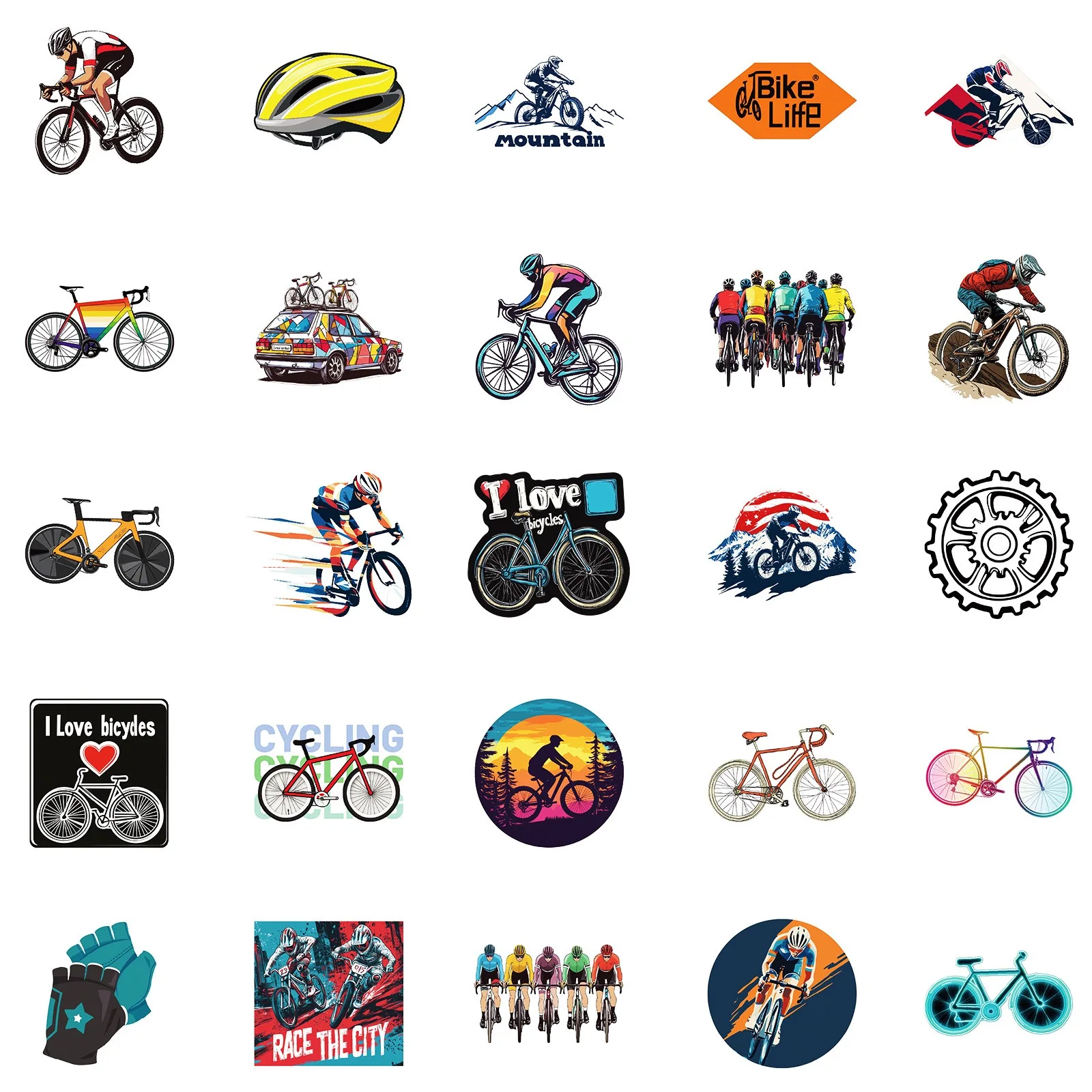 10/50pcs Cool MTB Mountain Motorcycle Graffiti Stickers Aesthetic DIY Helmet Motorcycle Water Bottle Phone Waterproof Sticker