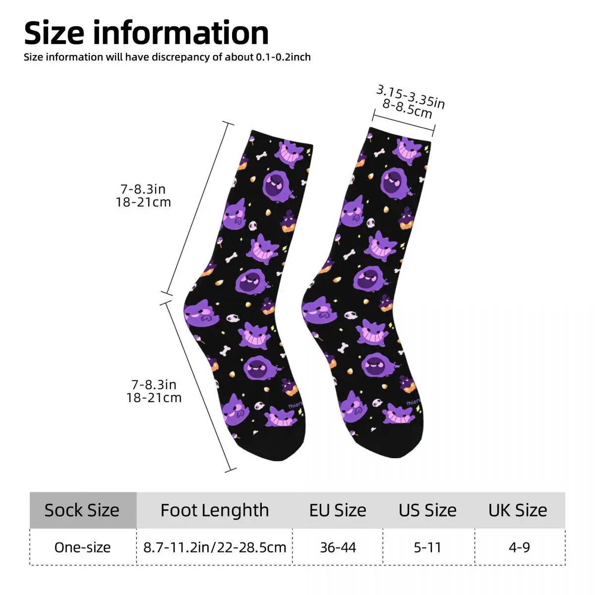 Japanese Anime Pokemon Gengar Cartoon Socks Autumn Stockings Elegant Men Comfortable Socks Design Outdoor Anti Sweat Socks