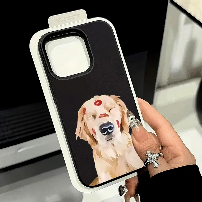 Cute Golden Retriever Red Lip Print Phone Case for Samsung Galaxy A16 A15 A36 A55 A56 A35 5G S25 S24 S23 Ultra S22 Plus FE Cover - view 6