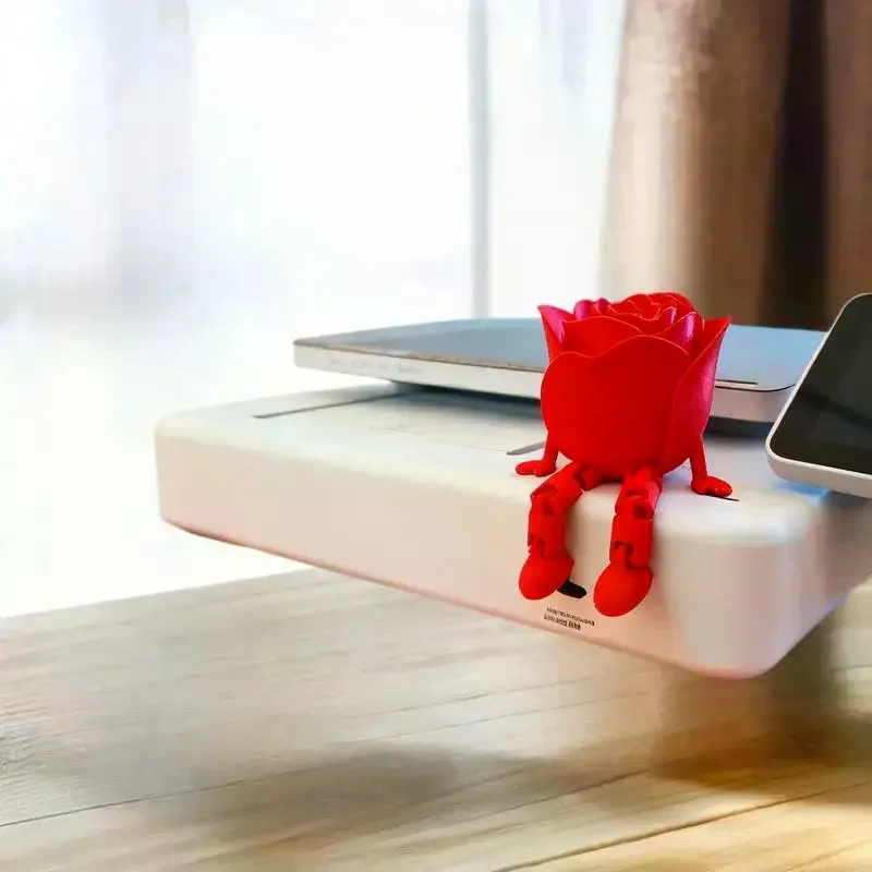 تماثيل وردة حمراء مطبوعة ثلاثية الأبعاد لتزيين المنزل والحرف اليدوية وحلي لسطح المكتب وهدايا عيد الحب #5